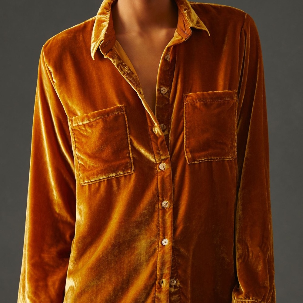 Anthropologie Pilcro Relaxed Velvet Button Down Shirt